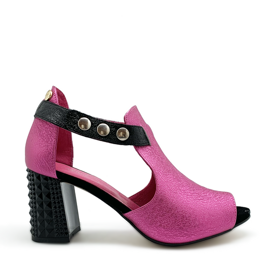 Rayon - Fuchsia Black open toe - Chanii B