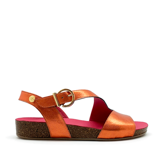 Je Ressin- Orange copper metallic flat cork sandal - Chanii B
