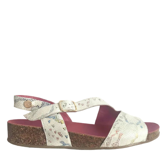 Je Ressin- White rainbow flat cork sandal