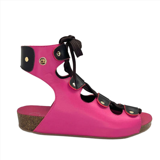 Je Savoir- Fuchsia lace up cork sandal - Chanii B
