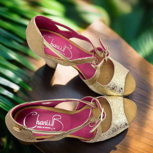 Martini- gold cork heel shoe - Chanii B
