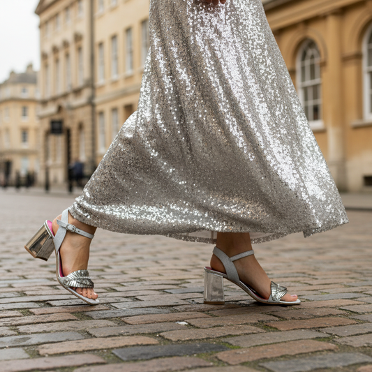 Mimi silver block heel sandal - Chanii B