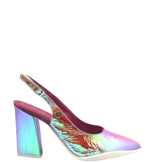 Pimento- pink nude foil sling back