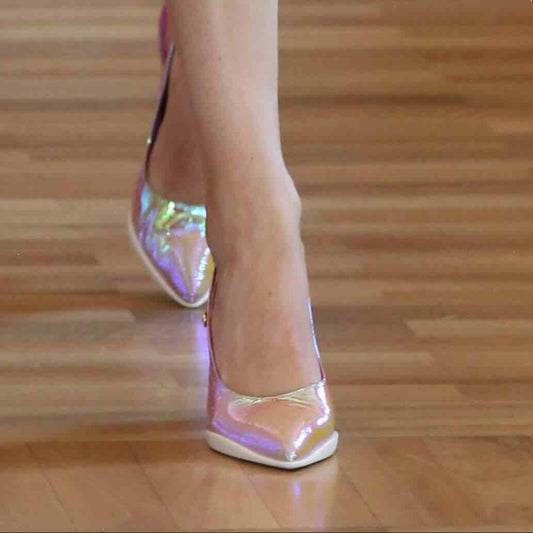 Pimento- pink nude foil sling back - Chanii B
