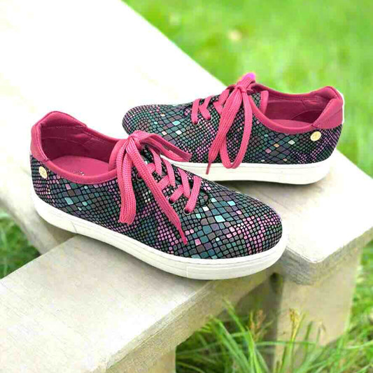 Pucker Up-Multi print lace up sneaker - Chanii B