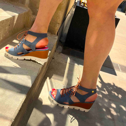 Sissors wedge sandal - Denim lazer - Chanii B