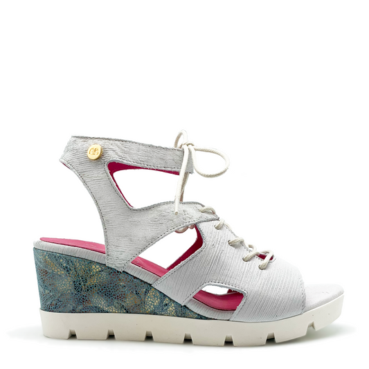 Sissors wedge sandal white lazer wedge sandal - Chanii B