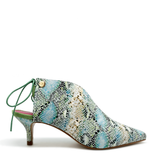 Sliver - Green Serpent slip on kitten heel - Chanii B