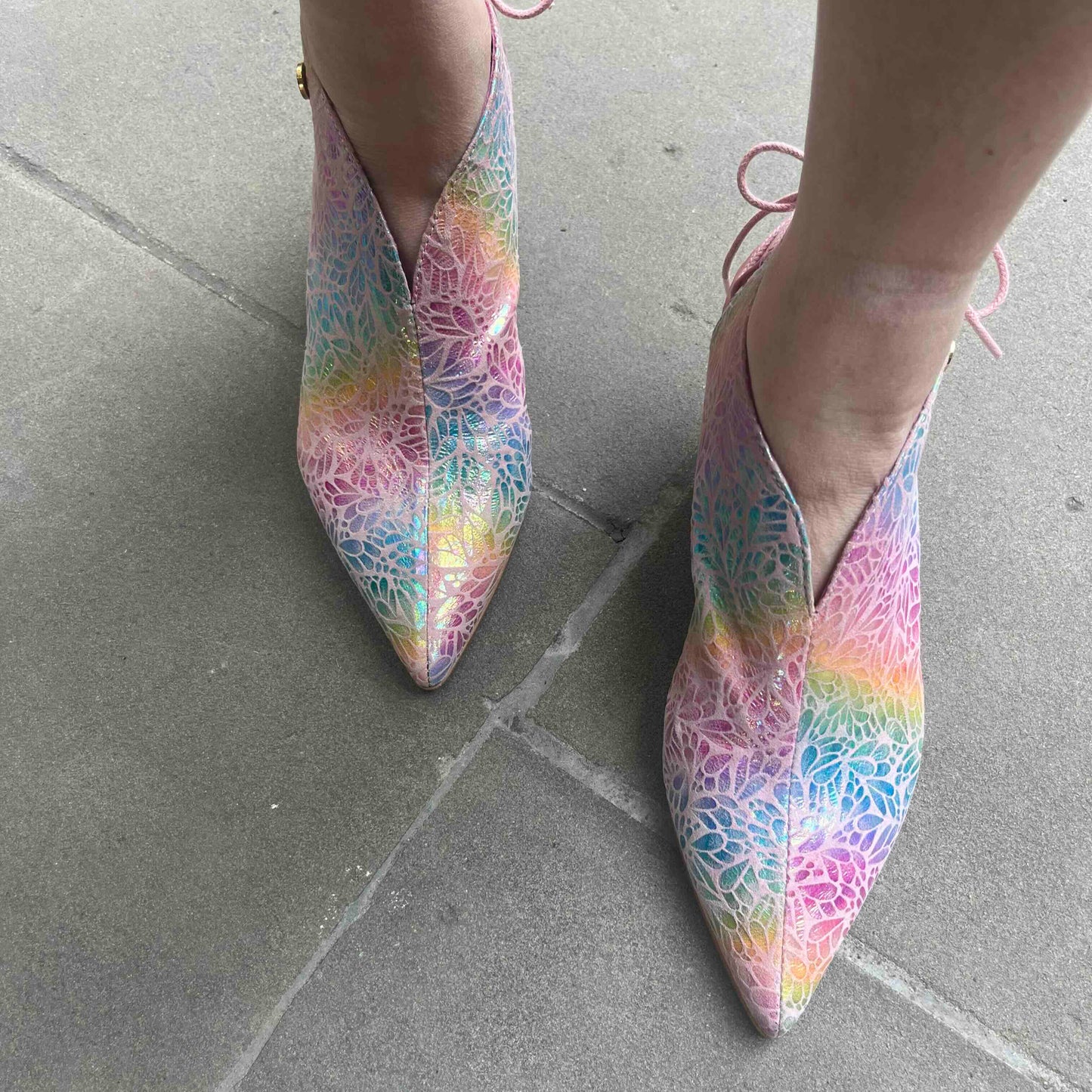 Sliver -baby pink iridescent closed toe mule - Chanii B