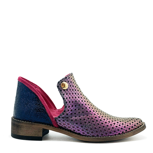 Zippette - Iridescent cranberry stars navy boot