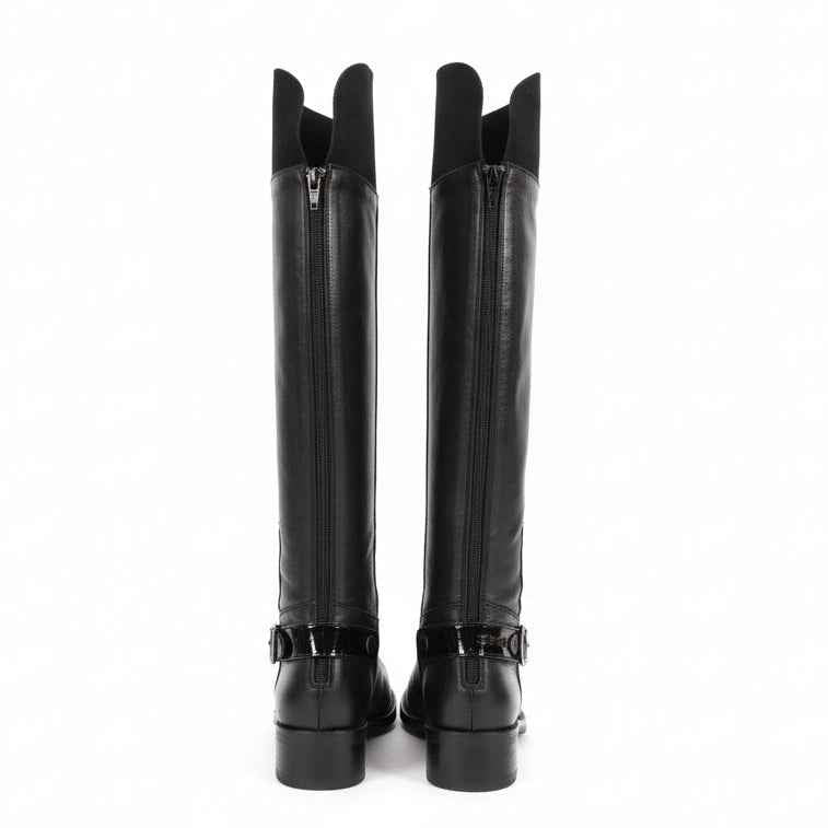 St Germaine - Black Leather knee high-long leg boot
