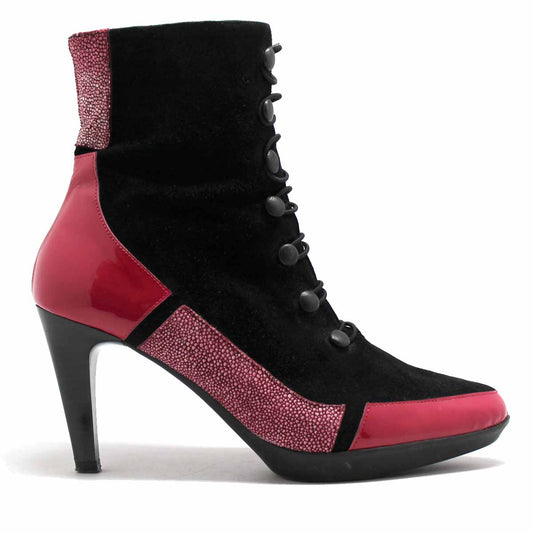 St Lucia - Black/Fuchsia Button boot - Chanii B