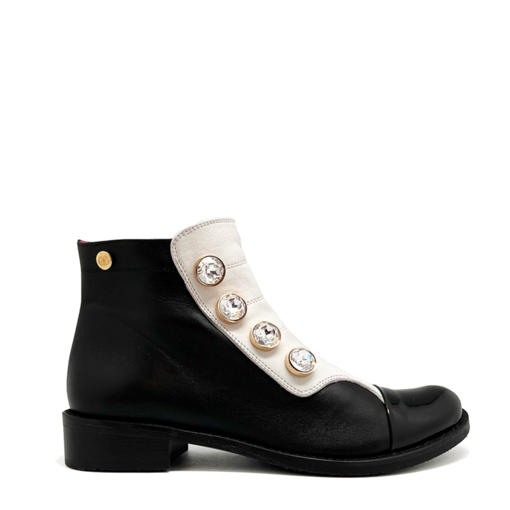 Black open outlet side ankle boots