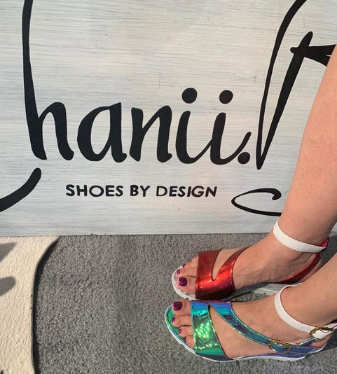 Bien Blue Foil wedge sandal - Chanii B