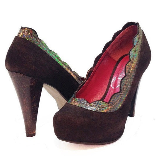 Beaucoup- Brown Suede platform heel - Chanii B