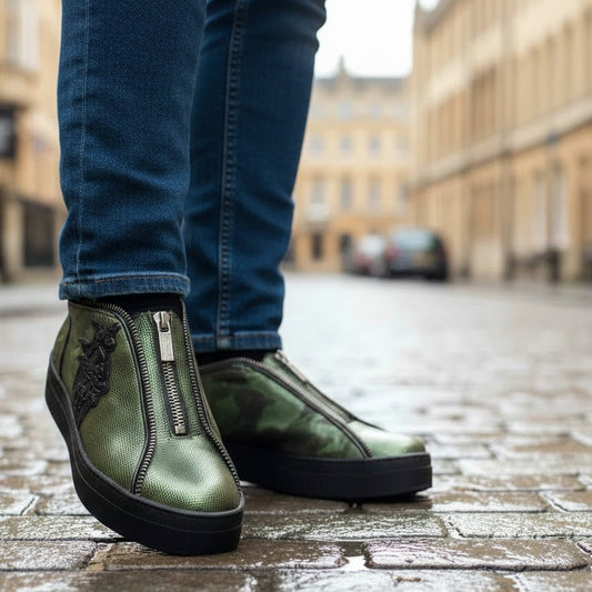 Adieu -Green Military Zip up sneaker - Chanii B