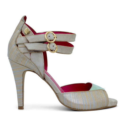 Argent - Soft gold/Aqua high heel sandal - Chanii B
