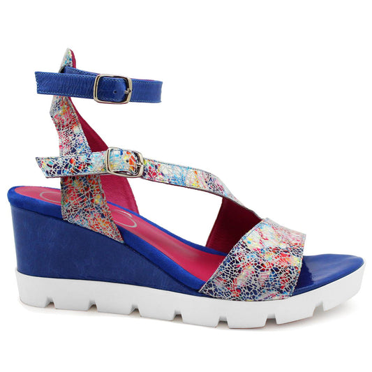 Bien - Mosaic Multi Blue wedge sandal - Chanii B