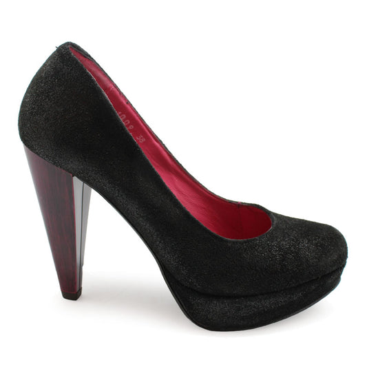 Bizz - Black with dark fuchsia painted heel- Last pair 36 - Chanii B