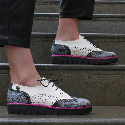 Bolt Perf - Black White lace up shoe - Chanii B
