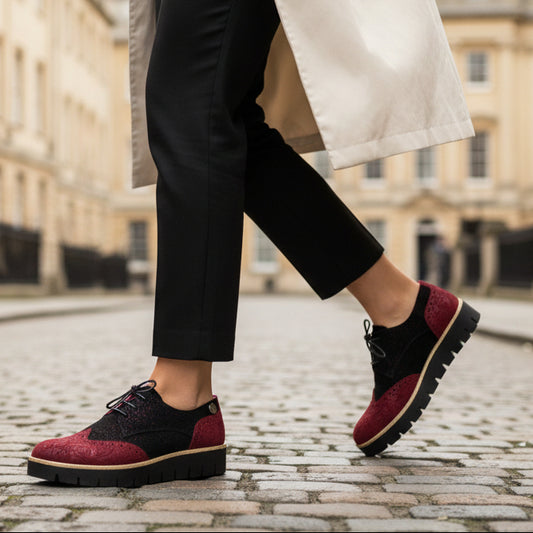 Bolt - Red Flower print lace up shoe - Chanii B