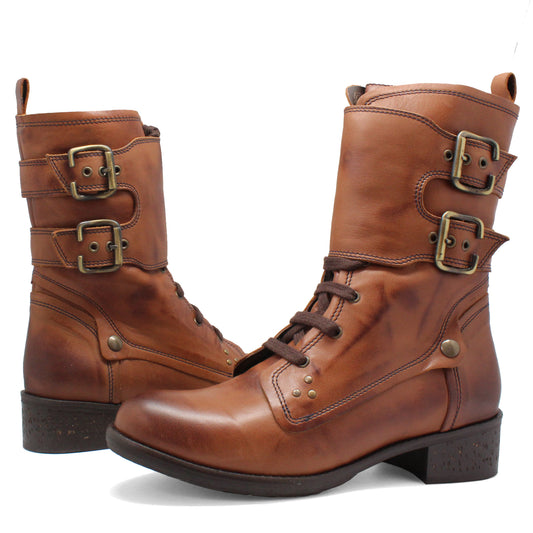 Bon Amie -Lace up ankle boot- Tan - Chanii B