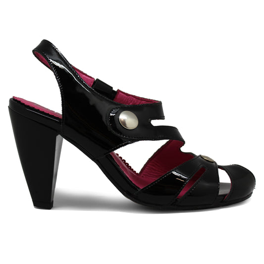 Chardonnay Black Patent- open toe sandal - Chanii B