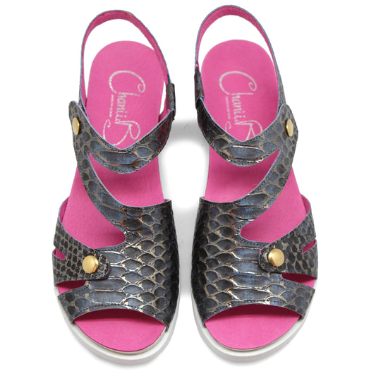 Choix - Navy Cobra flat Sandal - Chanii B