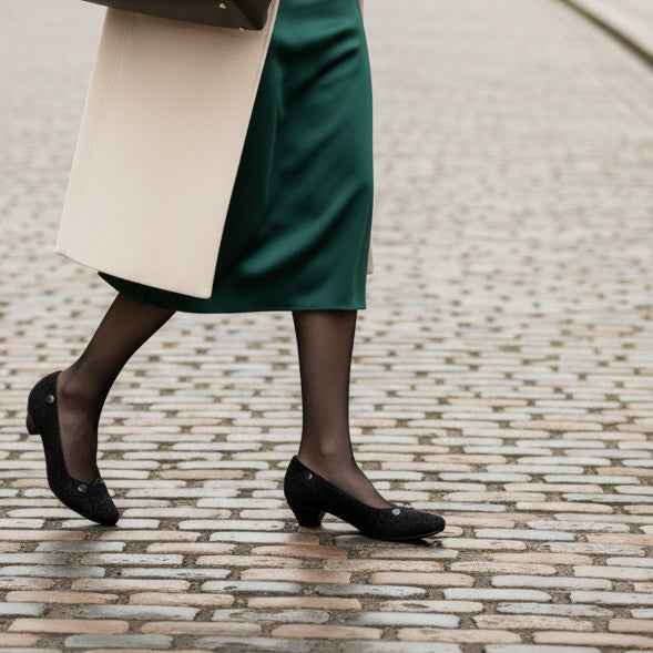 Clique - Black Sparkle print- Last pair 36