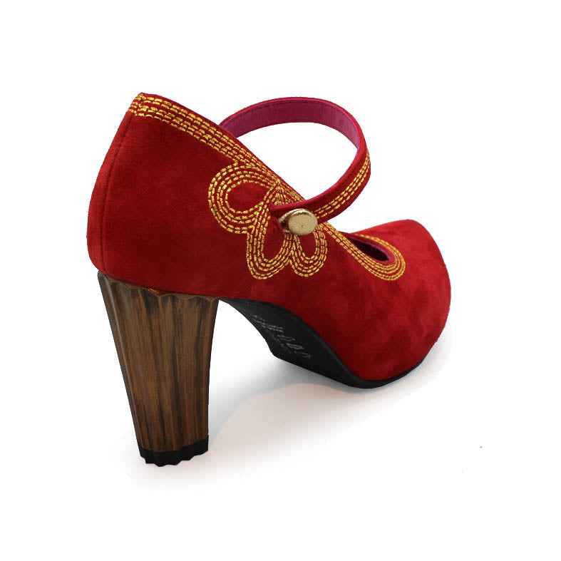 Cognac - Red Suede bar shoe- last pairs 40 & 41