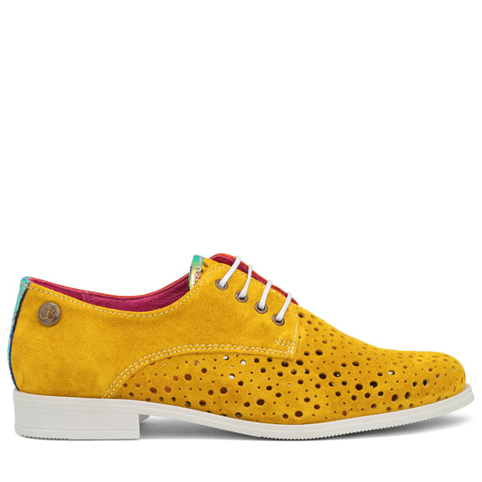 Cordon - Yellow Suede lace up shoe