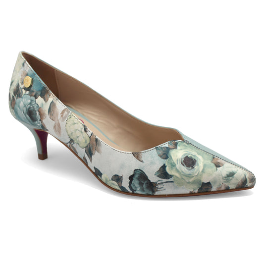 Cruella - Light Blue Flower kitten heel - Chanii B