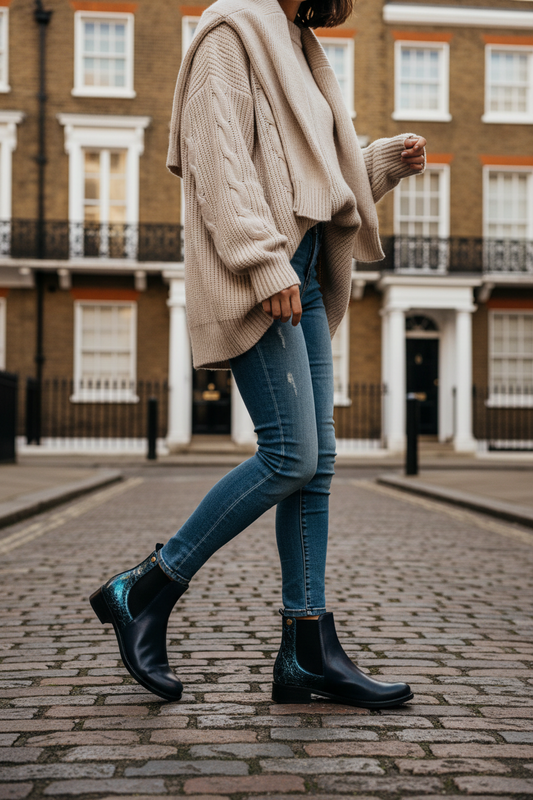 Taille navy leather Chelsea ankle boot - Chanii B