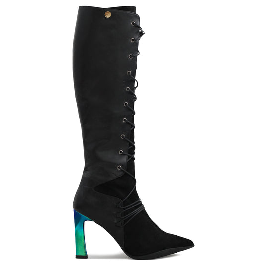 Filomina - Black High heel boot- blue - Chanii B