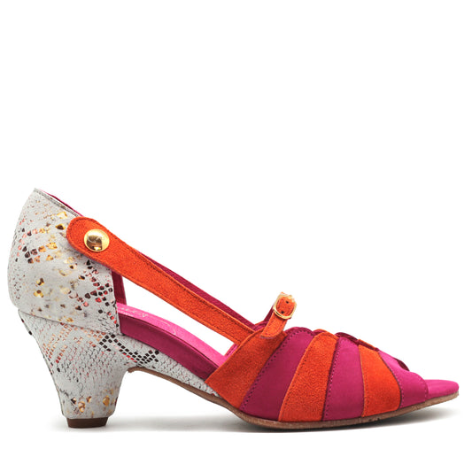 Freya - Fuchsia Orange low heel shoe - Chanii B