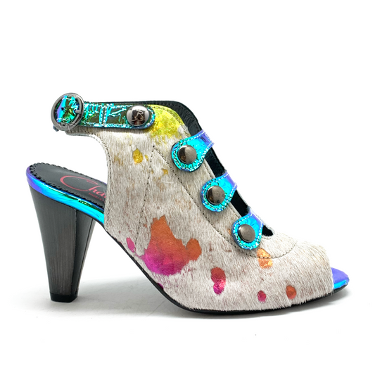 Honey - White Rainbow Blue Foil heel shoe - Chanii B
