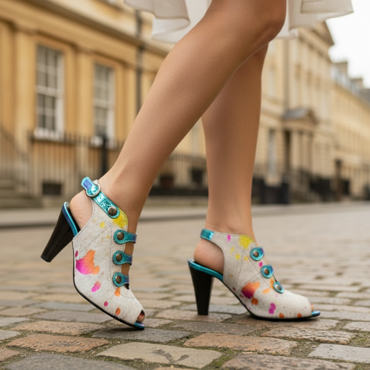 Honey - White Rainbow Blue Foil heel shoe - Chanii B