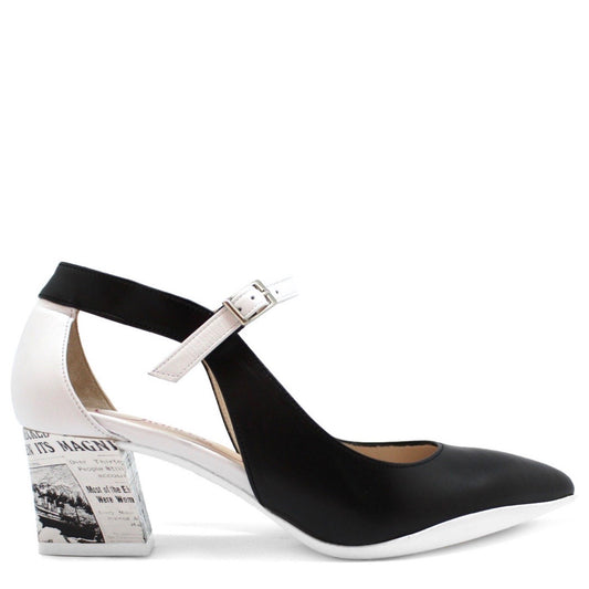 La La -Black/White Newsprint- Dress shoes - Chanii B