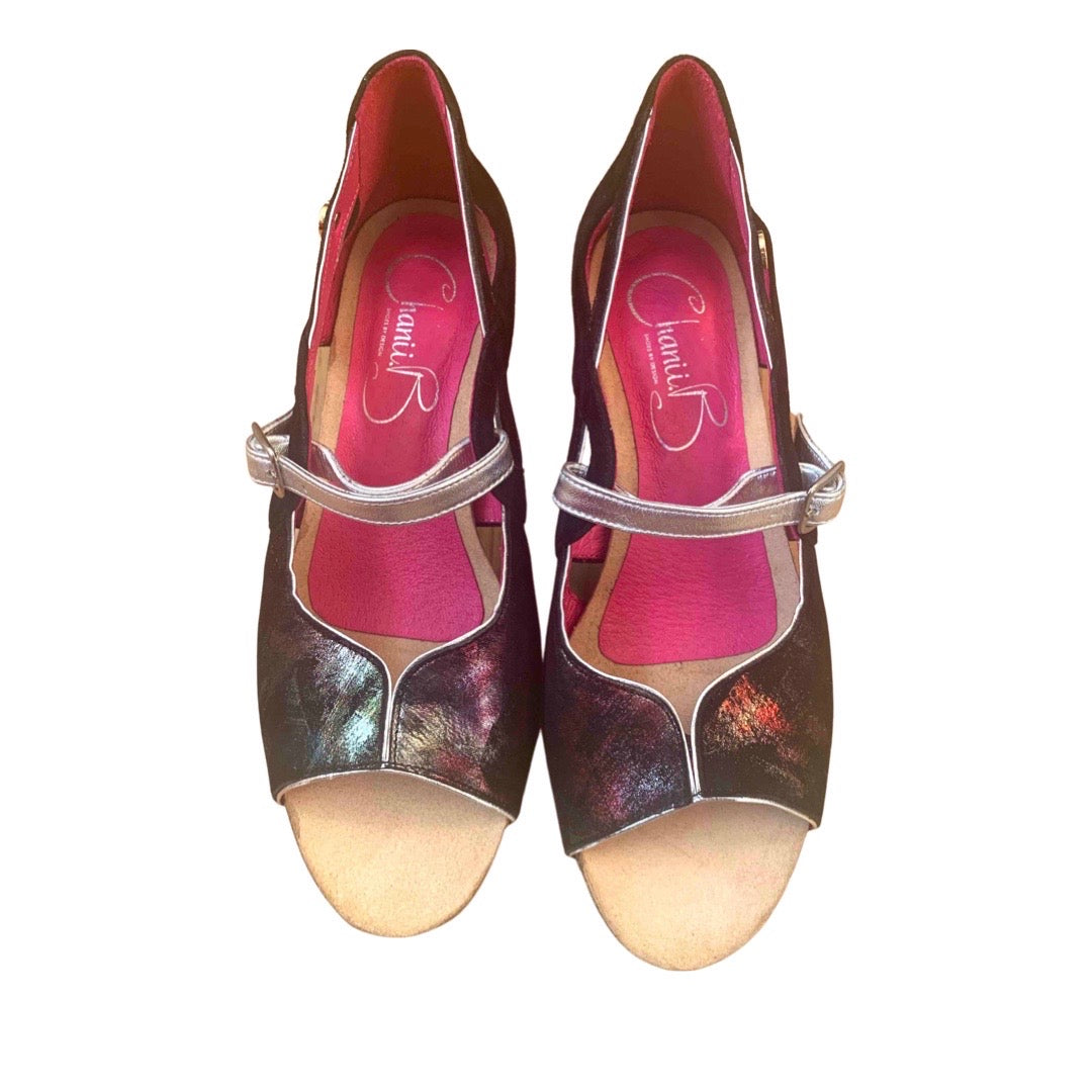 Macaroon- Black low cork sandal - Chanii B