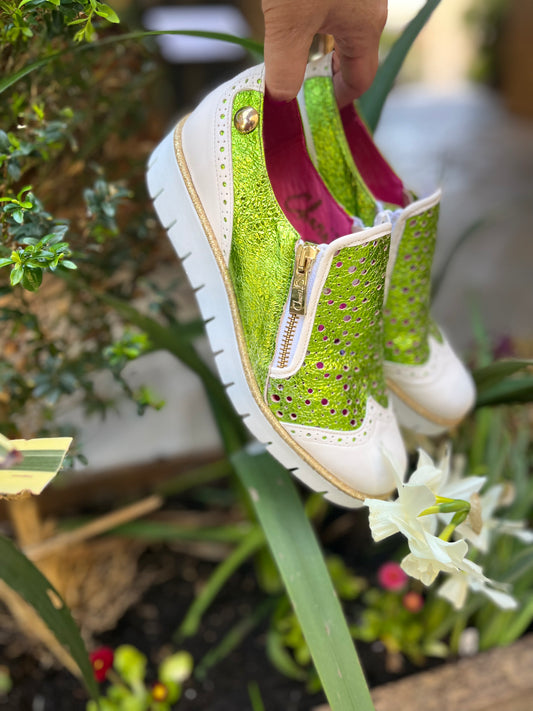 Zap - White Lime Green Slip on sneaker - Chanii B