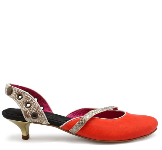 Faire -Orange low kitten heel - Chanii B