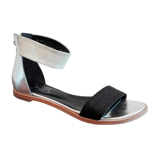 Marionette - Black/White flat sandal Last pairs 36