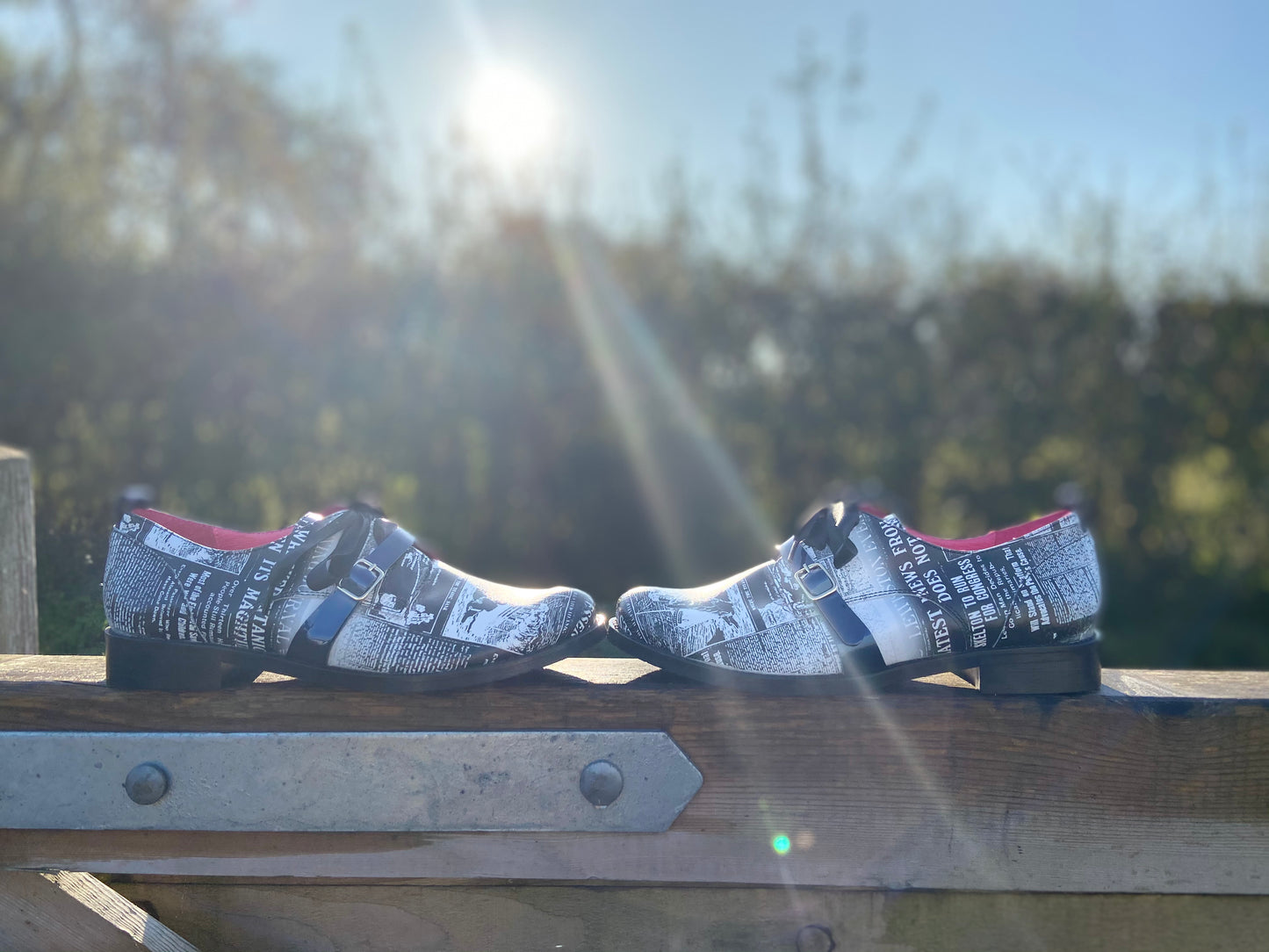 Excuse Moi- Black Newspaper lace up shoe - Chanii B