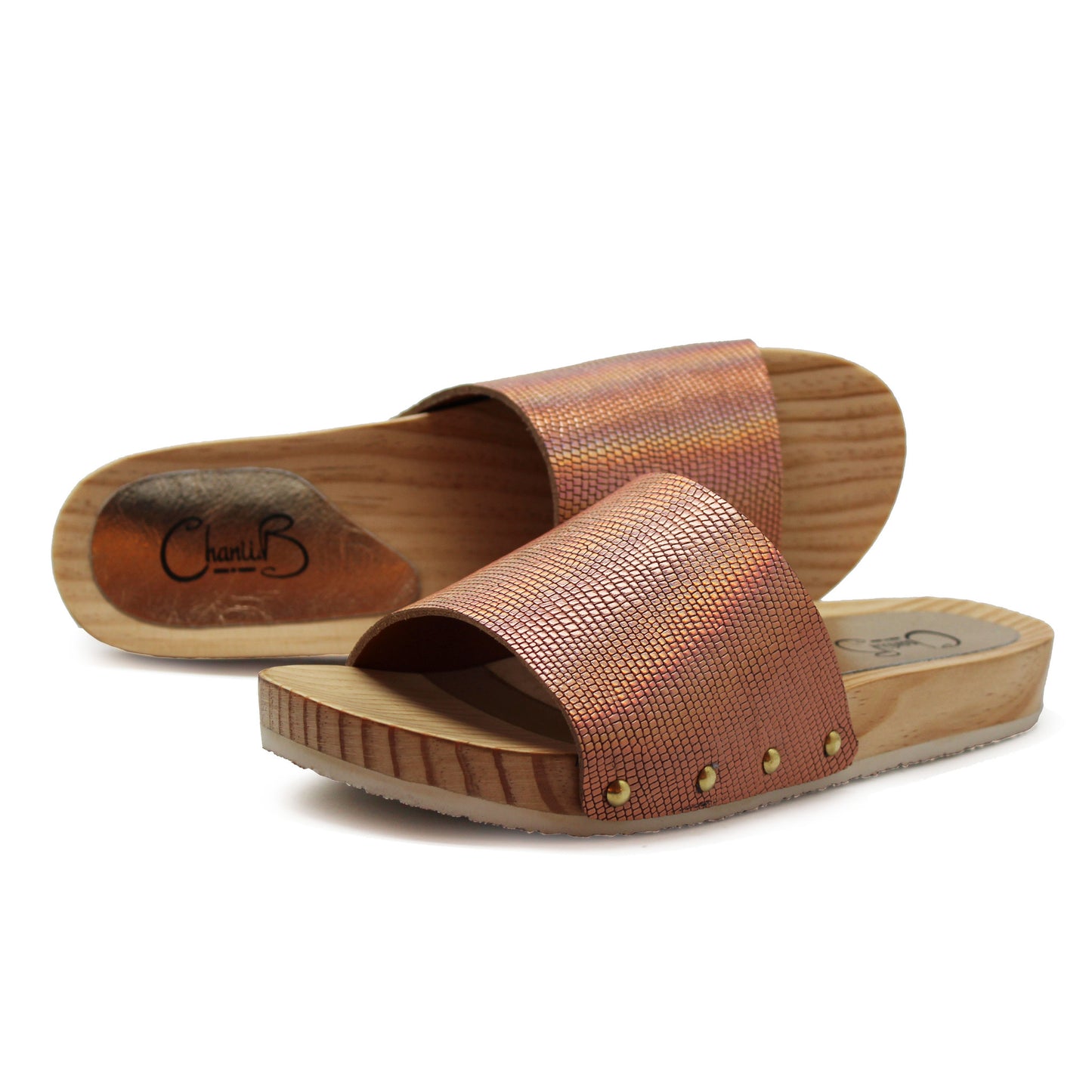 Wood - Pink Metallic -wooden slide - Last pair 38!