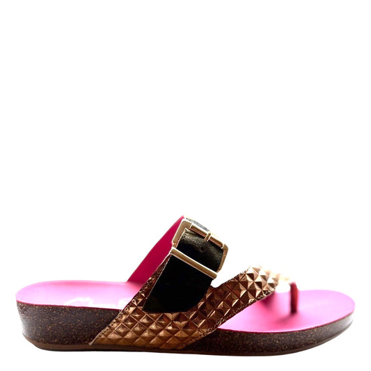 Je Suis-Bronze-Green army- Flat cork sandal - Chanii B