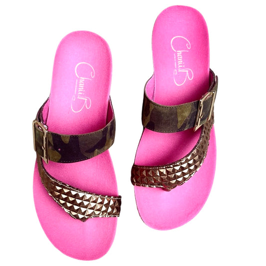 Je Suis-Bronze-Green army- Flat cork sandal - Chanii B