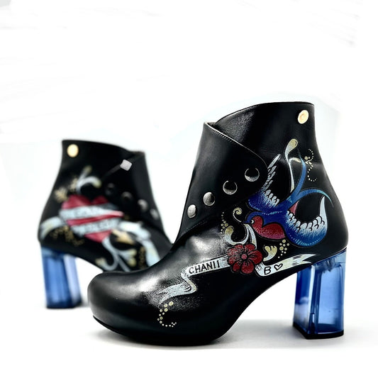 Carpe Diem- Black Tattoo ankle boot- limited Edition - Chanii B