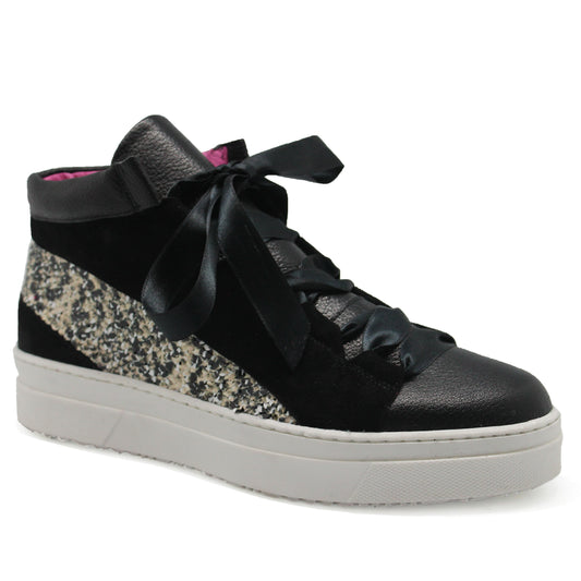 Patin - Black/White Sequin high top sneaker - Chanii B