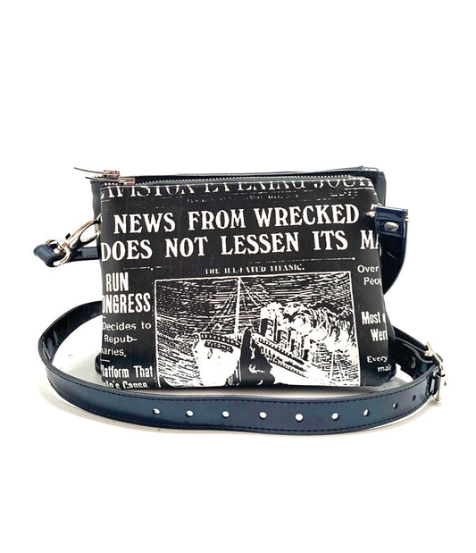 Spyder -Black and white Newspaper shoulder strap - Chanii B