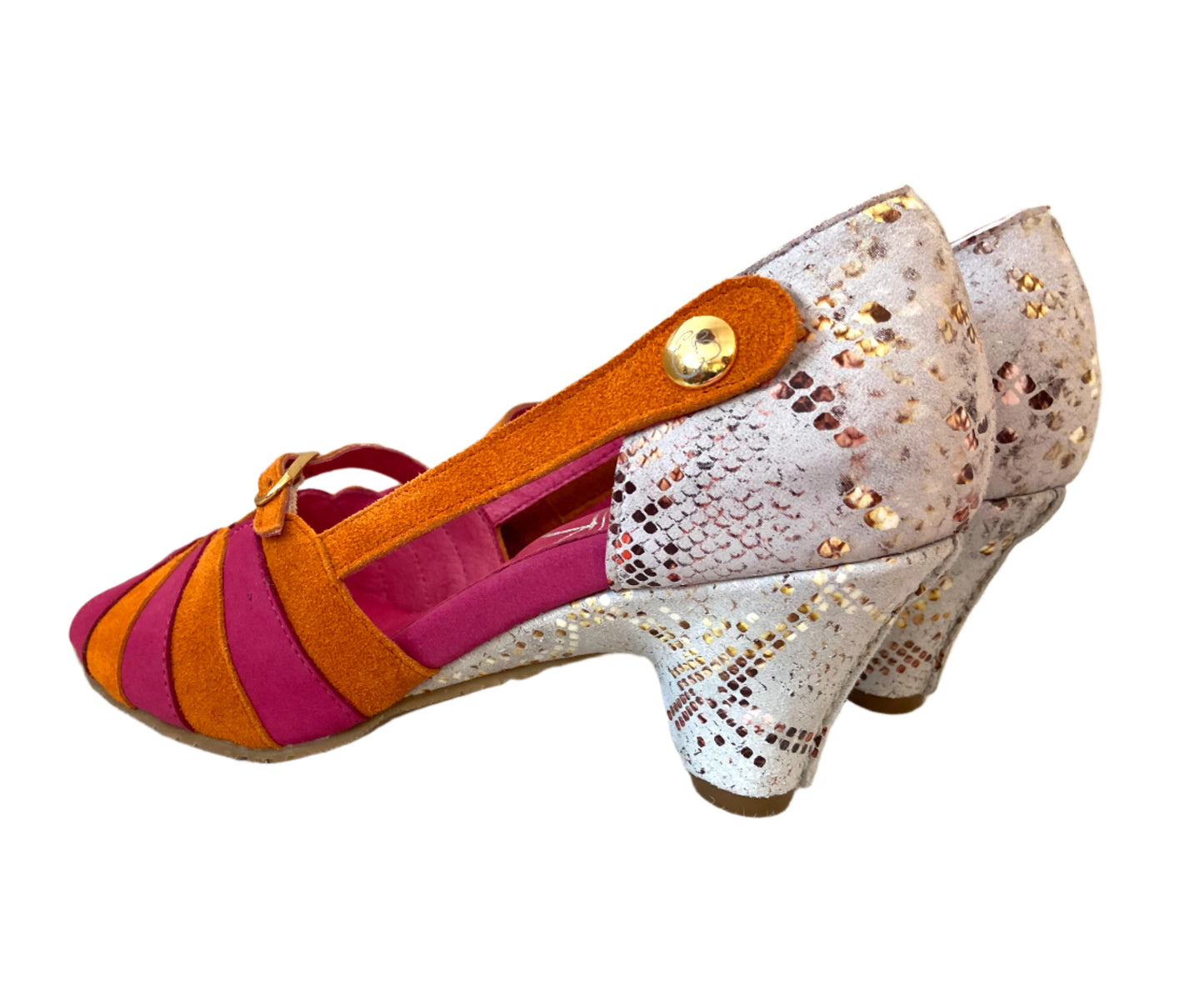 Freya - Fuchsia Orange low heel shoe - Chanii B
